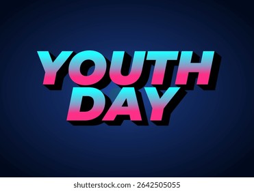 Dia da Juventude. Estilo de texto lúdico e vibrante para design dinâmico de cartaz ou banner