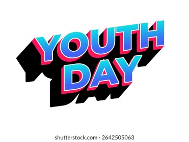 Dia da Juventude. Estilo de texto lúdico e vibrante para design dinâmico de cartaz ou banner