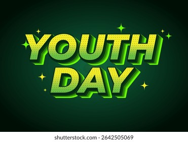 Dia da Juventude. Estilo de texto lúdico e vibrante para design dinâmico de cartaz ou banner. verde amarelo