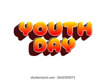 Dia da Juventude. Estilo de texto lúdico e vibrante para design dinâmico de cartaz ou banner