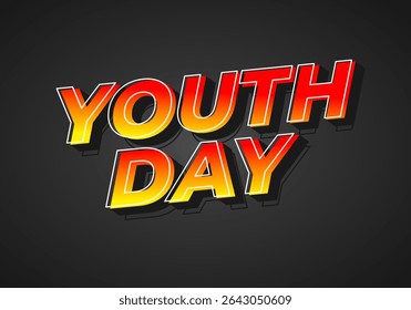 Dia da Juventude. Estilo de texto lúdico e vibrante para design dinâmico de cartaz ou banner