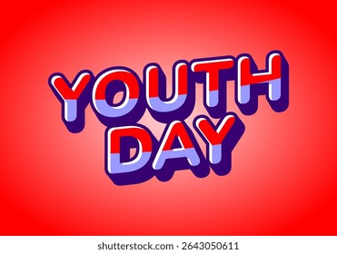 Youth day. Playful and vibrant text style for dynamic poster or banner design. Red purple