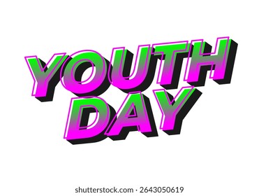 Youth day. Playful and vibrant text style for dynamic poster or banner design