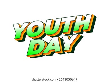 Dia da Juventude. Estilo de texto lúdico e vibrante para design dinâmico de cartaz ou banner