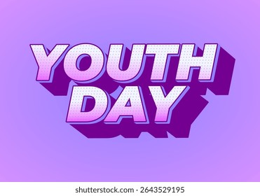 Dia da Juventude. Estilo de texto lúdico e vibrante para design dinâmico de cartaz ou banner