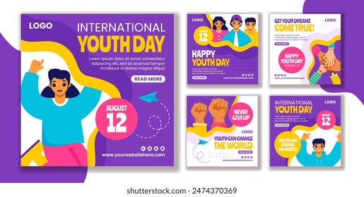 Youth Day Social Media Post Flat Cartoon Hand Drawn Templates Background Illustration