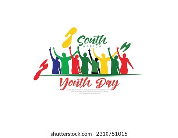 Día de la Juventud Sudáfrica 16 de junio con antecedentes de bandera sudafricana, ilustración para la celebración de la juventud.