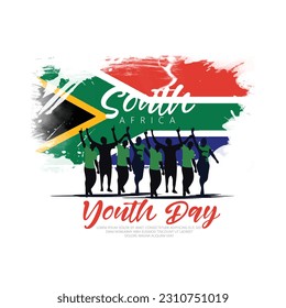 Youth Day South Africa 16 june with south african flag background, illustration for youth celebration.