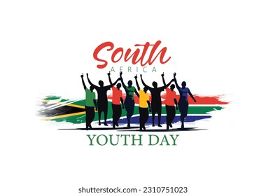 Youth Day South Africa 16 june with south african flag background, illustration for youth celebration.