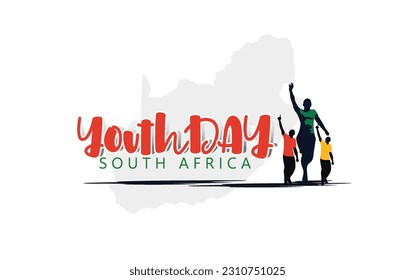 Día de la Juventud Sudáfrica 16 de junio con antecedentes de bandera sudafricana, ilustración para la celebración de la juventud.