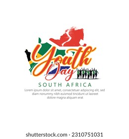 Día de la Juventud Sudáfrica 16 de junio con antecedentes de bandera sudafricana, ilustración para la celebración de la juventud.