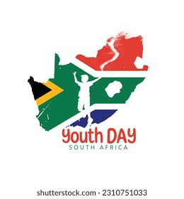 Día de la Juventud Sudáfrica 16 de junio con antecedentes de bandera sudafricana, ilustración para la celebración de la juventud.