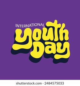 Youth day trendy typography vector illustration. Editable text effect to celebrate international Youth day 12 August. Happy youth day logo, sticker, poster, banner, flyer. Modern yellow font