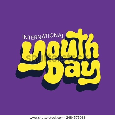 Youth day trendy typography vector illustration. Editable text effect to celebrate international Youth day 12 August. Happy youth day logo, sticker, poster, banner, flyer. Modern yellow font