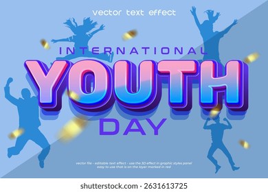 Día de la juventud con fondo de efecto de texto de Vector