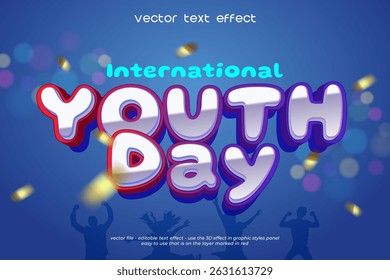 Fondo de efecto de texto de Vector del día de la juventud