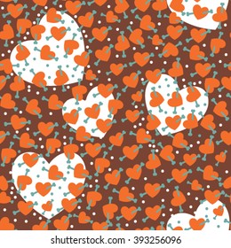 Youth decorative seamless pattern with hearts and bones. Wallpaper with hearts. Background of hearts.