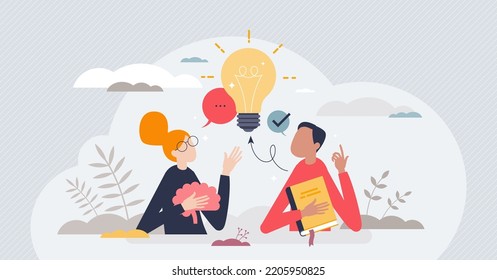 Youth education at studies and smart knowledge learning tiny person concept. Mental brain skills development with intelligence training vector illustration. Student brainstorming and startup idea.