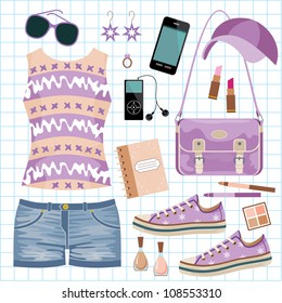 Youth fashionable set. vector