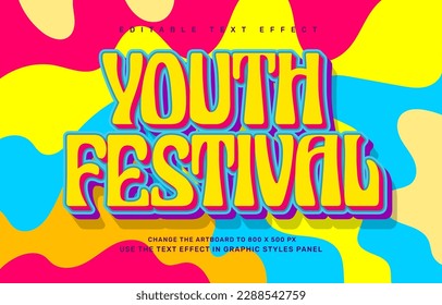 Youth festival, groovy quote editable text effect template