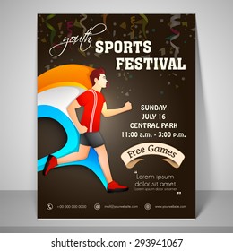 Youth Festival Sport Flyer With Running Boy And Mailer.