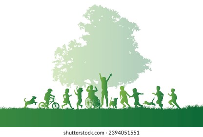 Youth friendship everlasting green theme vector illustration