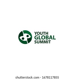 Youth Global Summit In Green Color And Circular Shape With Two Circle. Youth Center Study Activity. Youth Community Collaboration. Young Youth Logo Design