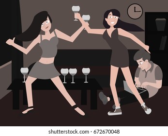 youth home party vector cartoon