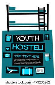 Youth Hostel (Flat Style Vector Illustration Quote Poster Design)