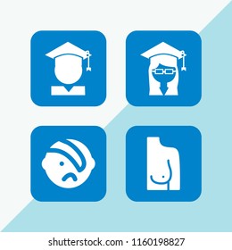 youth icon. 4 youth set with emo, female and student vector icons for web and mobile app