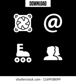 youth icon. 4 youth vector set. cooler, roller skate, group and arroba icons for web and design about youth theme