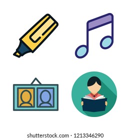 youth icon set. vector set about student, portraits, music and studying icons set.