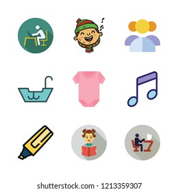 youth icon set. vector set about boat, boy, group and music icons set.