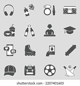 Youth Icons. Sticker Design. Vector Illustration.