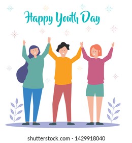 youth international day illustration with happy people