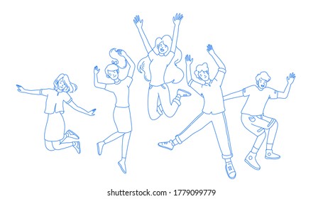 Youth are jumping character design of vector. Doodle illustration design. Youth day concept.