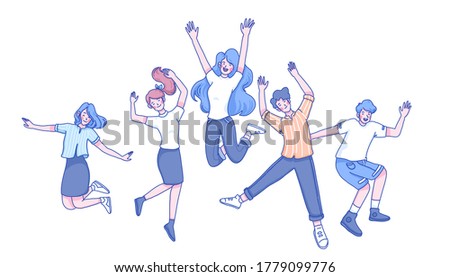 Youth are jumping character design of vector. Doodle illustration design. Youth day concept.