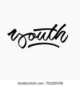 Youth logo. Ink hand lettering. Modern brush calligraphy. Handwritten phrase. Inspiration graphic design typography element. Cool simple vector sign.
