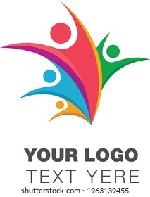 Youth Logo vector, Happy Business People. Business People having a Happy Life. Four people. Logo illustration