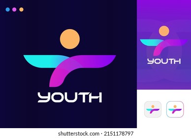 Youth Organization Logo Design Vector Template.
Creative Youth Foundation Abstract Logo or Sign or Symbol or Icon Design.