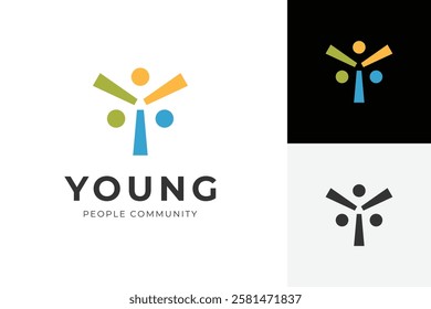 Youth people group logo icon with letter Y for initial young human for community social, charity, business partnership logo template, vector illustration