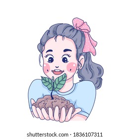 Diseño conceptual de vectores para jóvenes con plantas. Estilo de ilustración de dibujos animados.