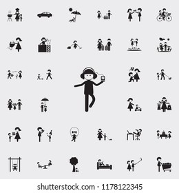 youth with a player icon. Family icons universal set for web and mobile