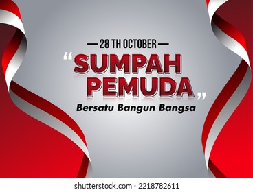 Youth Pledge Day or Ceremony Sumpah pemuda pemudi day, celebrated by the Indonesian people on October 28 every year background in red and white flag