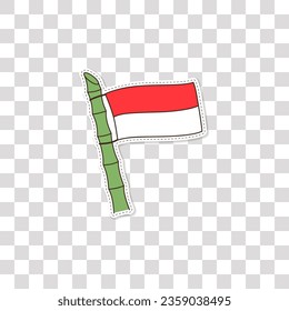 Youth Pledge element design, Indonesian Youth Pledge sticker with PNG background, illustration of a flag tied to bamboo