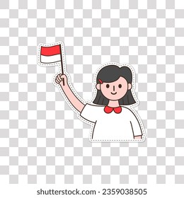 Youth Pledge element design, Indonesian Youth Pledge sticker with PNG background, girl under the flag