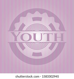 Youth retro pink emblem. Vector Illustration. Detailed.