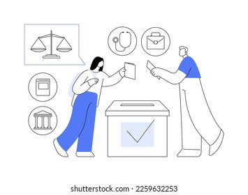 Youth rights abstract concept vector illustration. Youth liberation, young people rights protection, make decision, age of majority, voting age, intergenerational equity abstract metaphor.