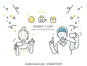 youth showing card, simple ilustration