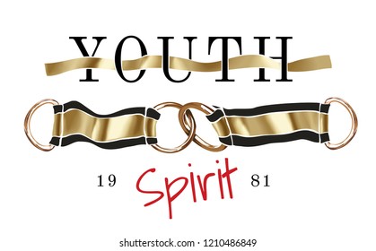 youth slogan with gold foil and linked hoops illustration